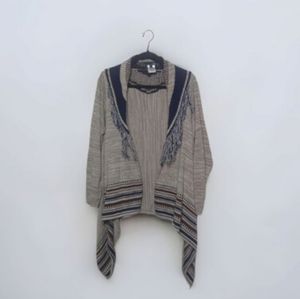 RXB Tan Striped Fringe Cardigan